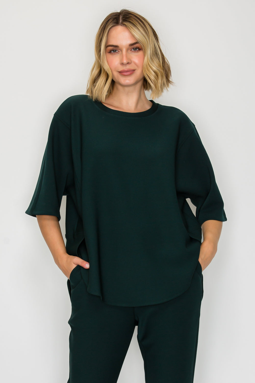 Karina Stretch Crepe Knit Top