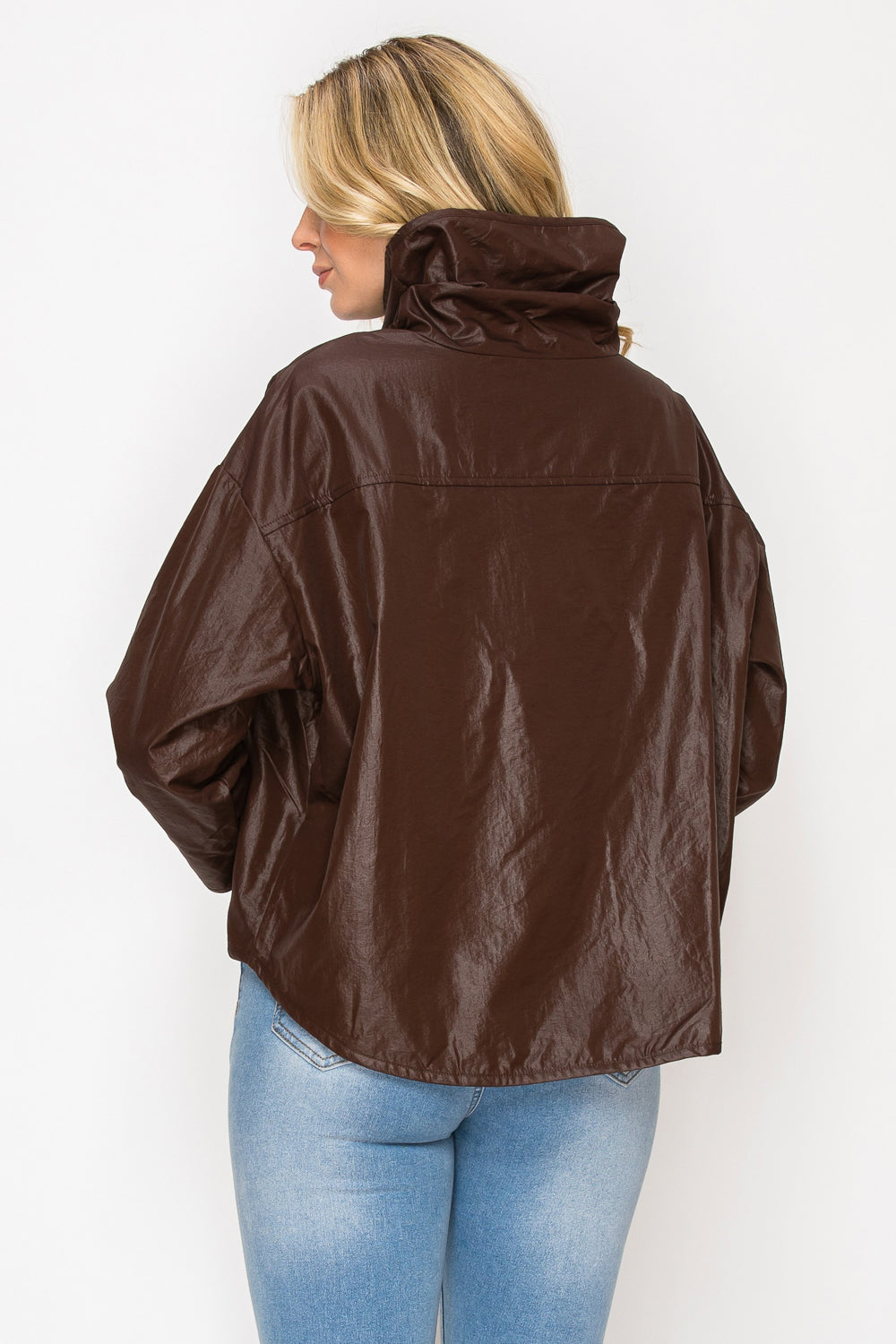 Joda Woven Loose Turtle Neck Top