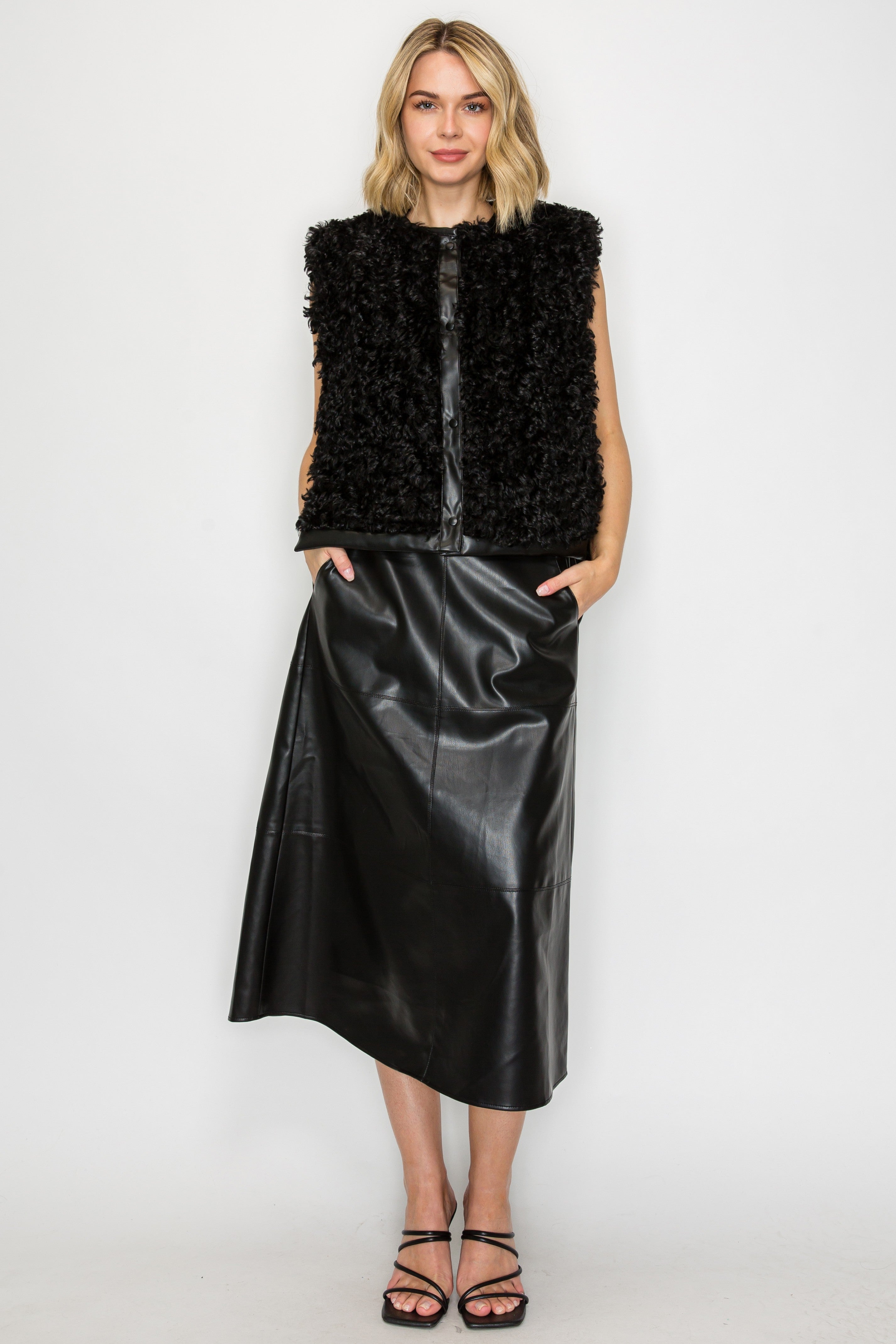 Jacquelina Sherpa Fur & Leather Vest