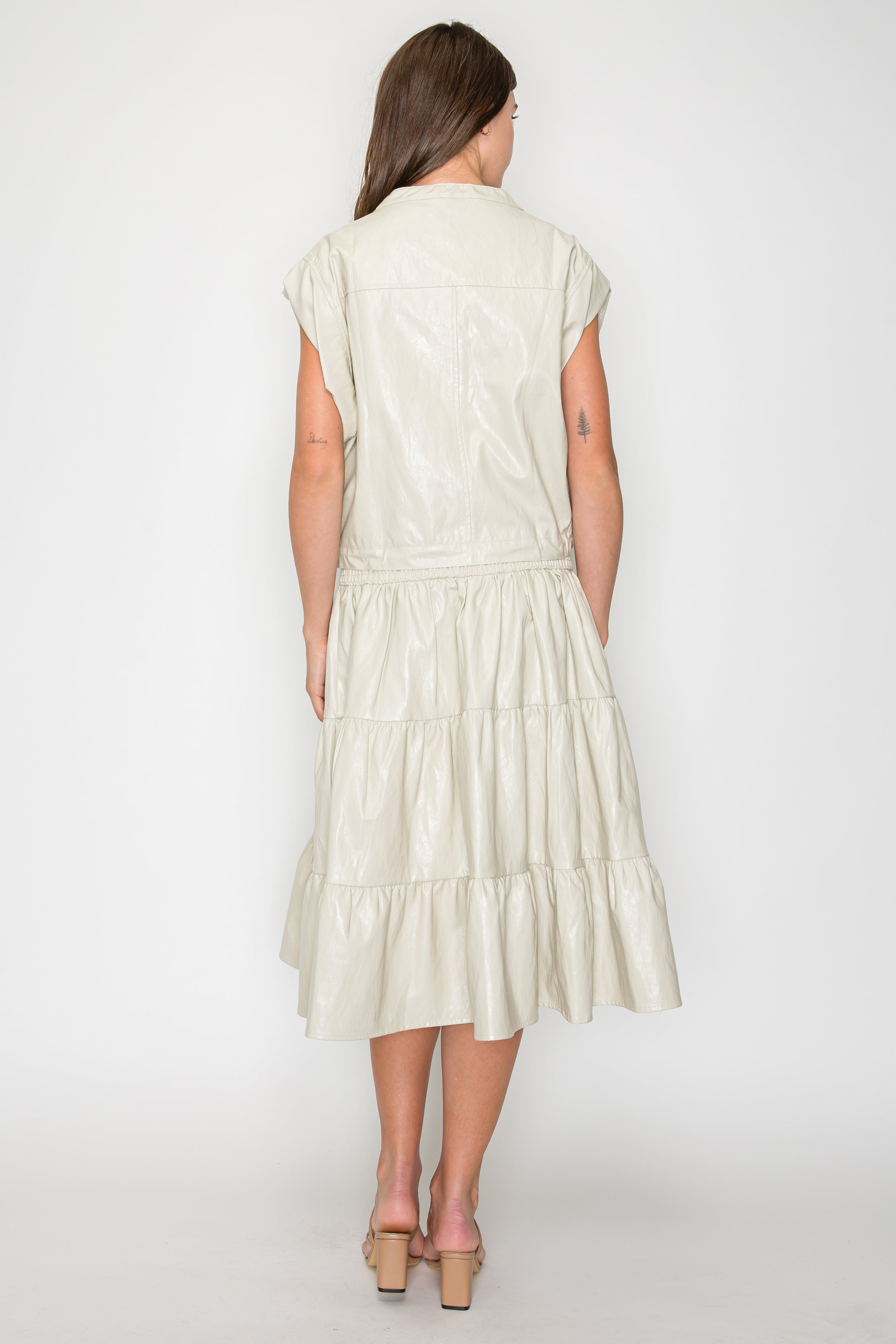 Lorena Tiered Leather Skirt