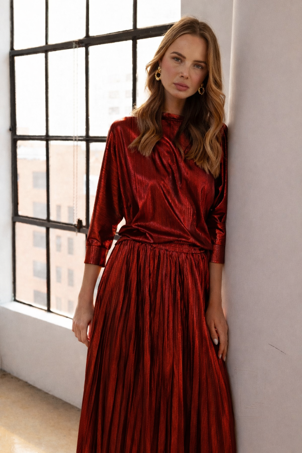 Jonah Stretch Shimmering Knit Top