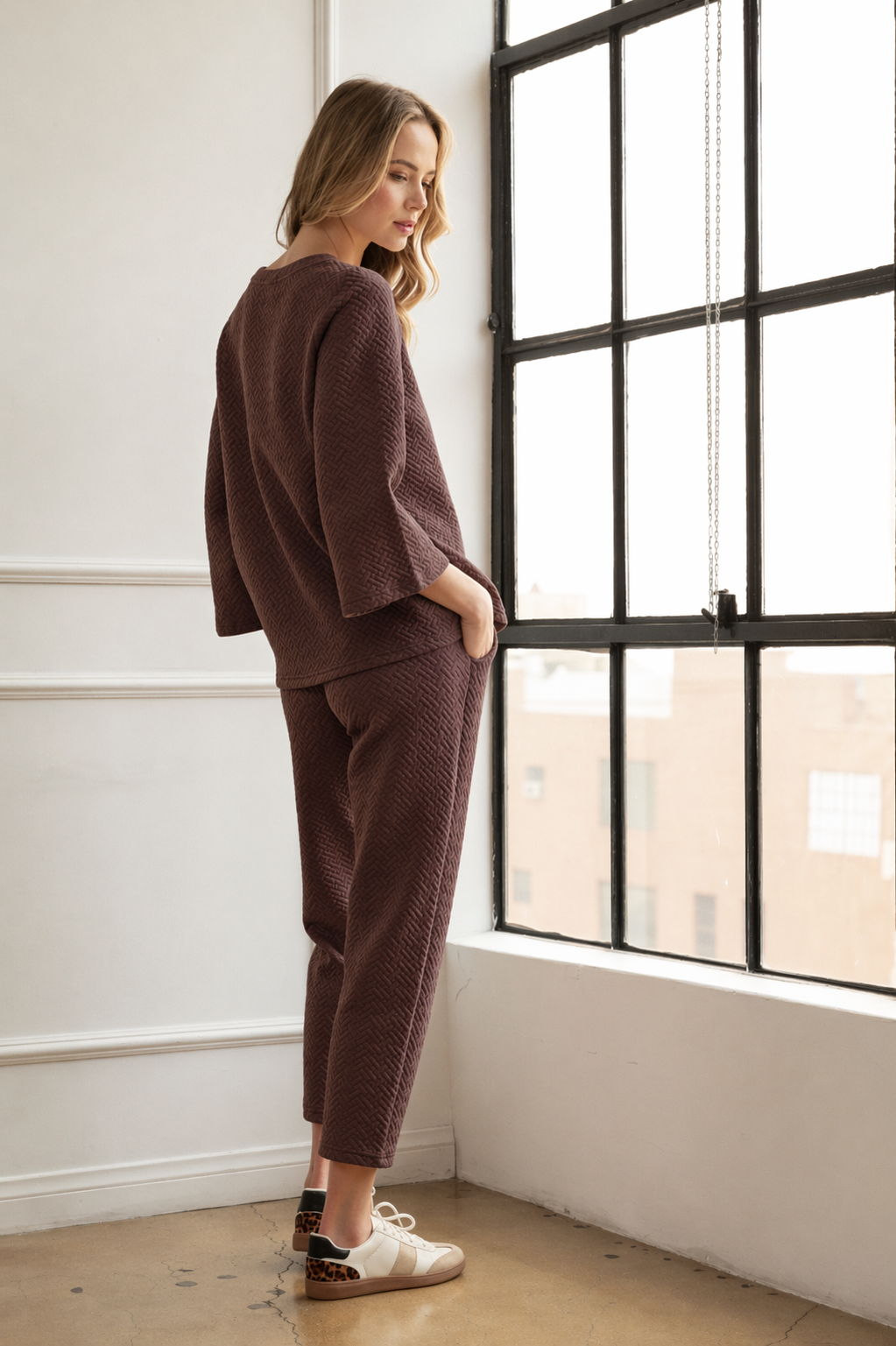 Quinley Textured Quilted Knit Pants