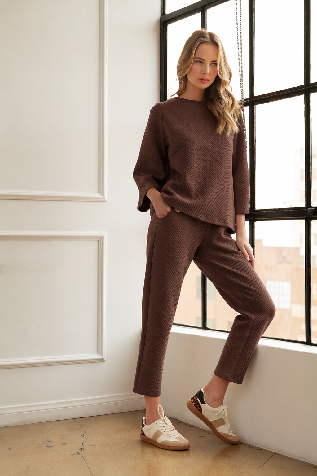 Quinley Textured Quilted Knit Pants