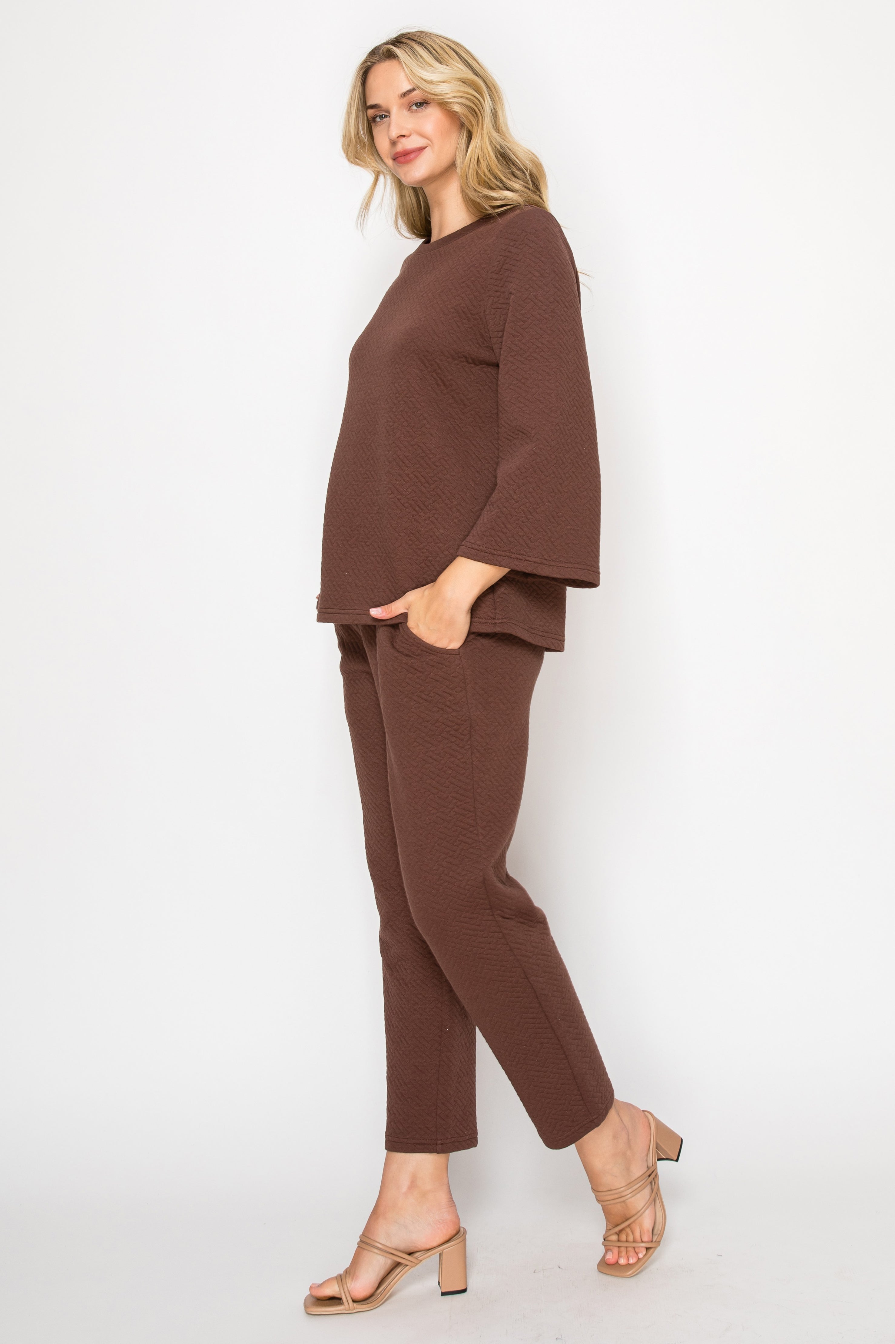 Quinley Textured Quilted Knit Pants