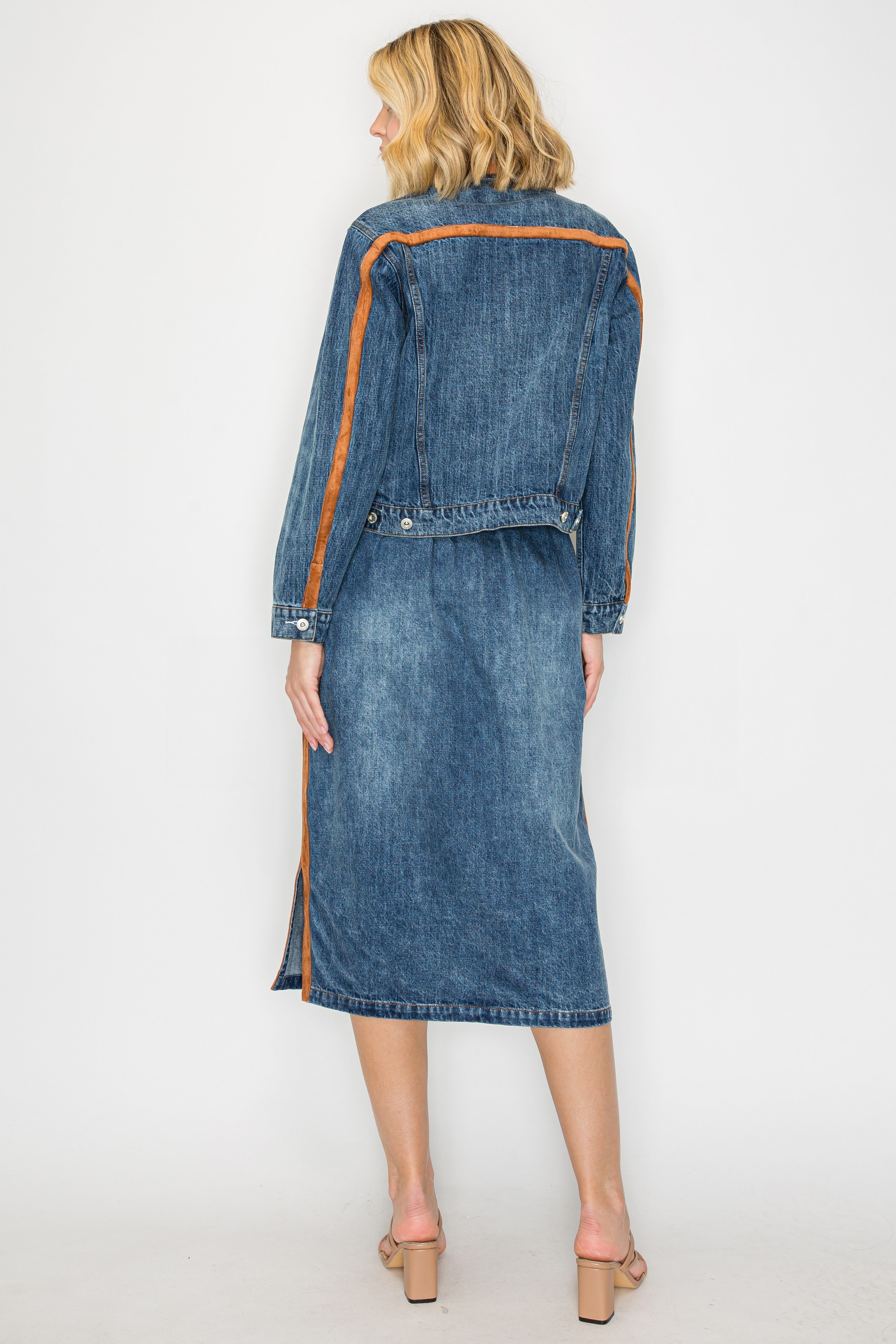 Dale Denim Skirt with Suede