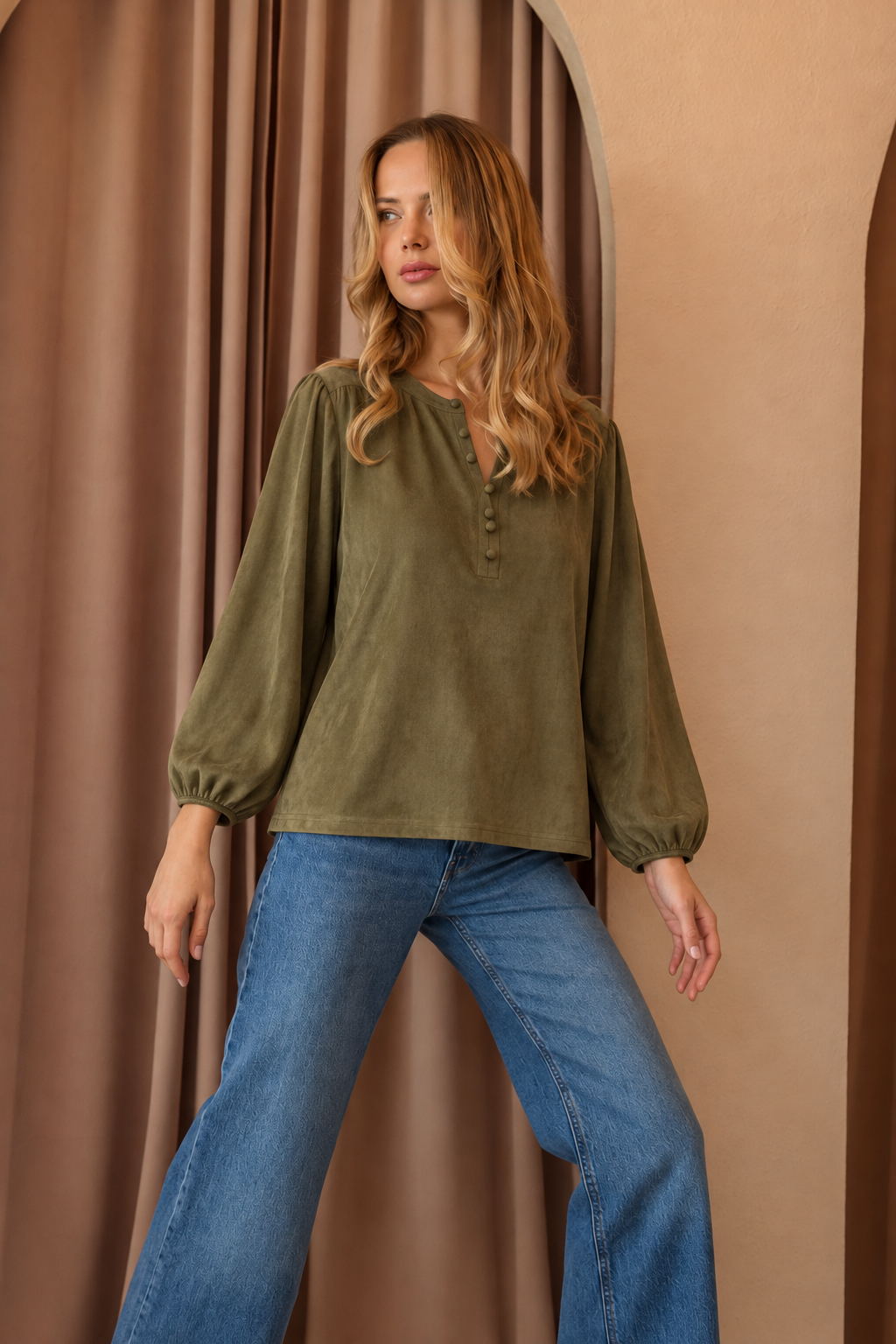 Austin Stretch Suede Top