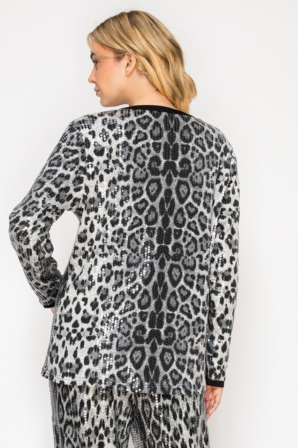 Jaeda Sequin Animal Print Top