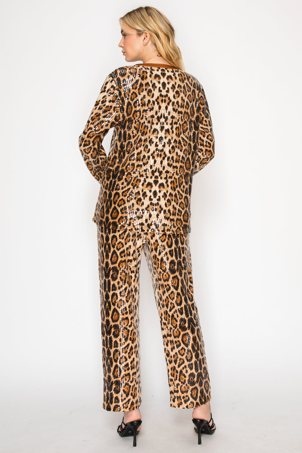 Jing Sequin Animal Print Pant