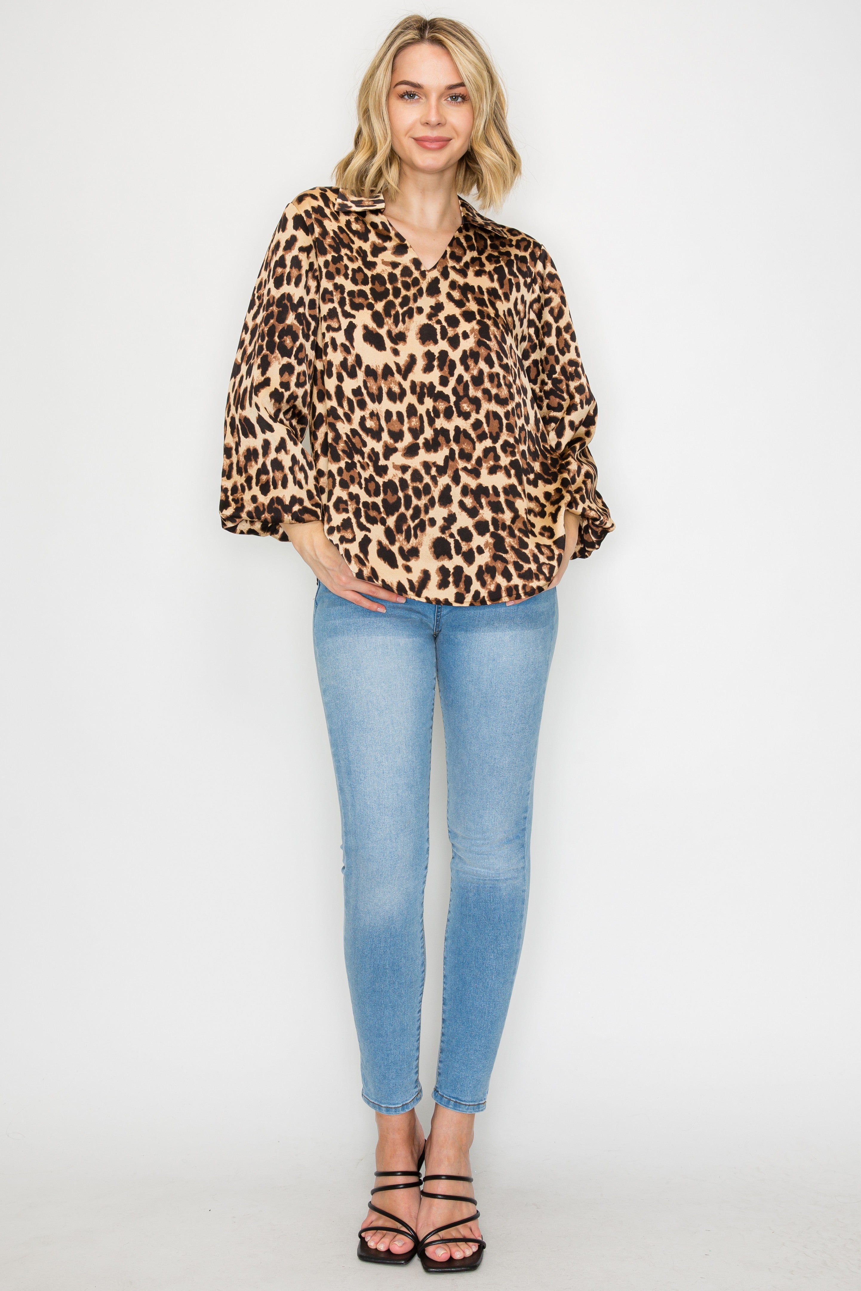 Jullian Animal Print Charmeuse Top
