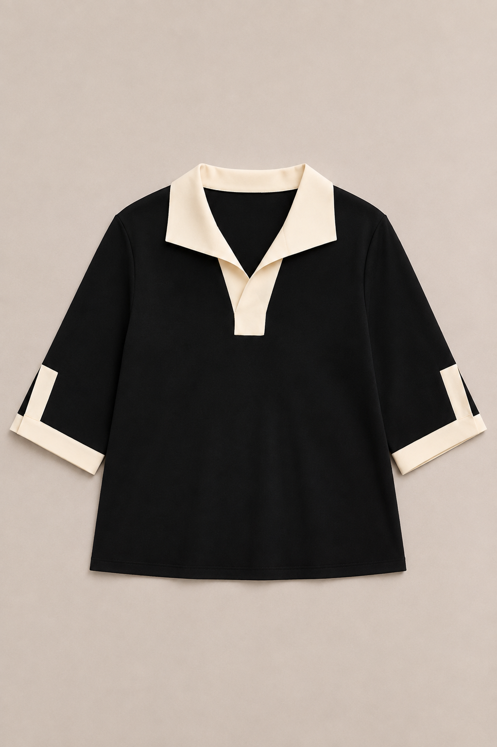 Katherine Contrast Collar Short Sleeve Top