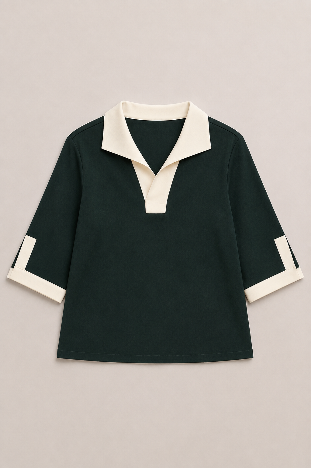 Katherine Contrast Collar Short Sleeve Top
