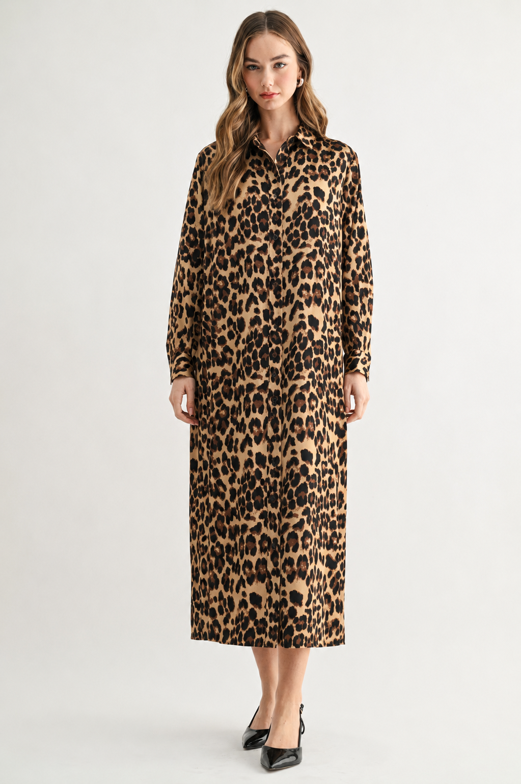 Cleo Leopard Print Midi Dress