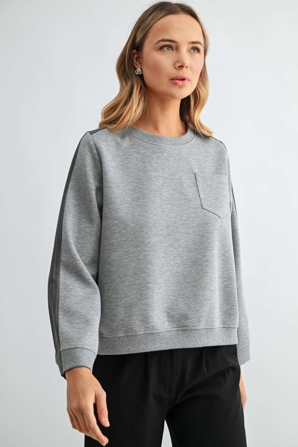Karter Pinstripe Pleated Back Top
