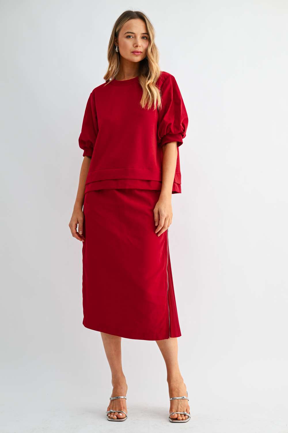 Jelani Skirt with Pleated Zipper Sides
