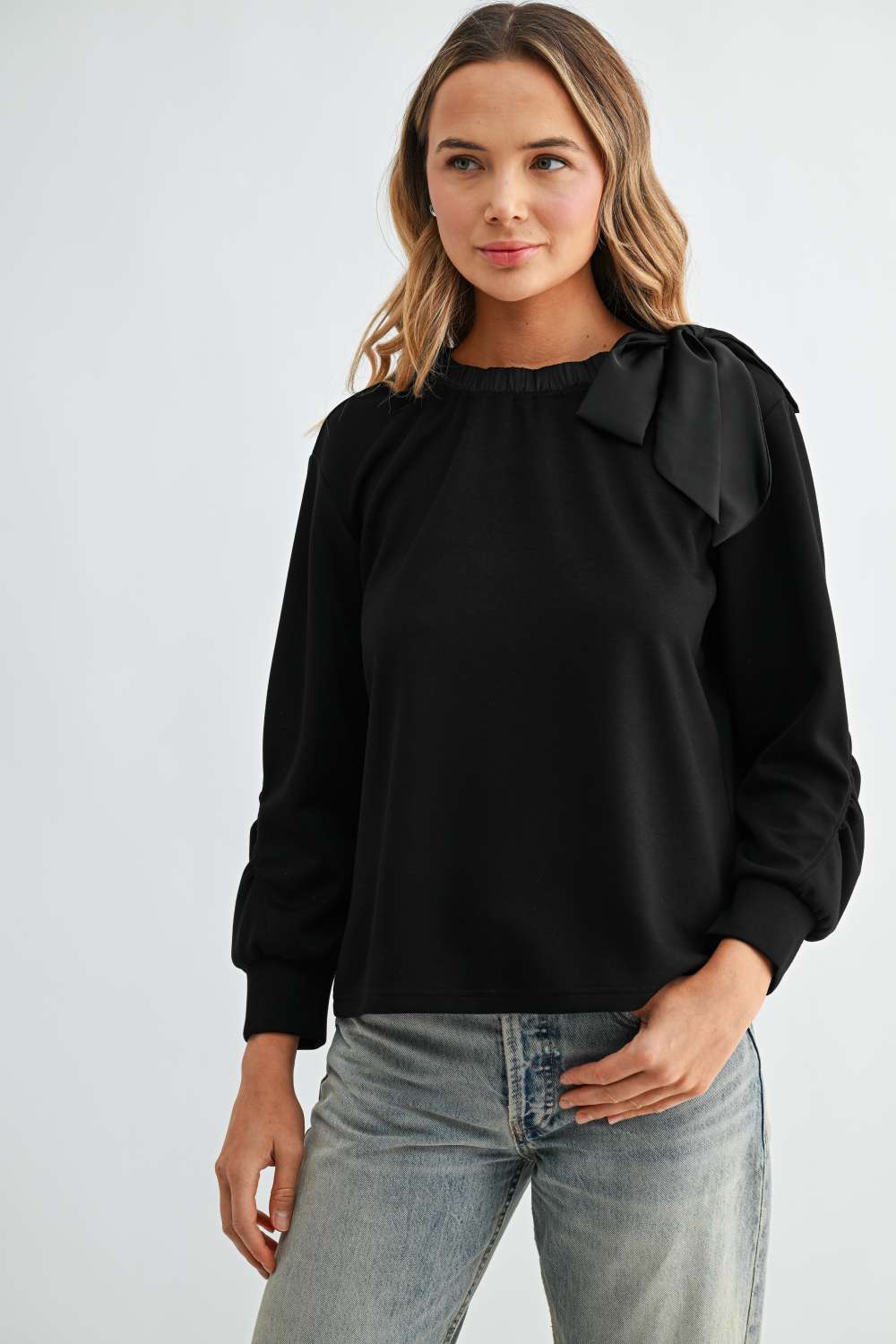 Karl Knit Bow-Tie Shoulder Top