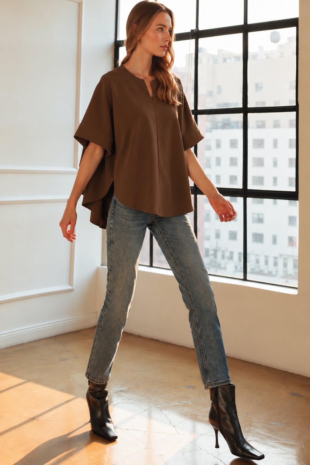Kara Stretch Crepe Knit Oversized Top