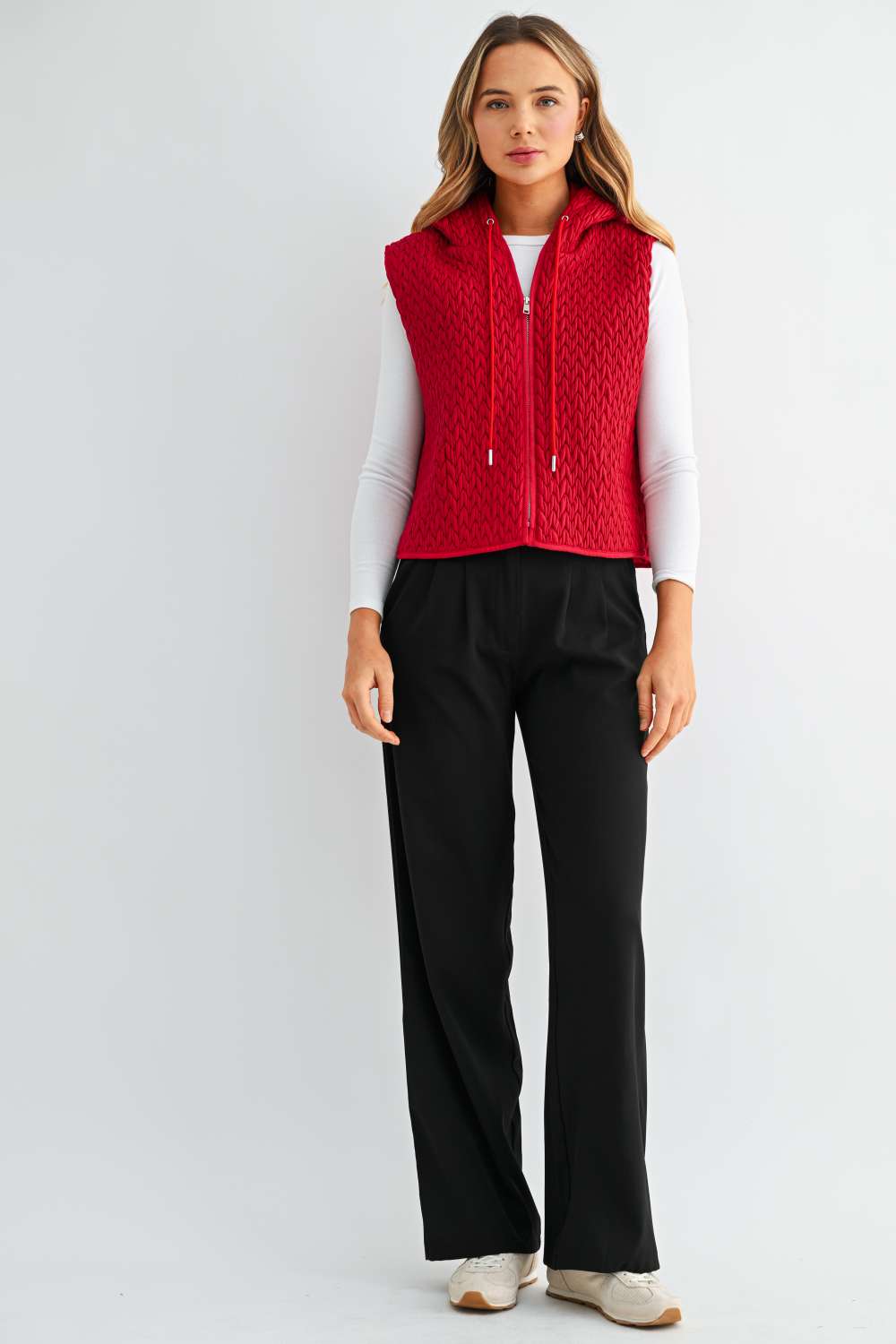 Jaylen Textured Hooded Zip Up Vest