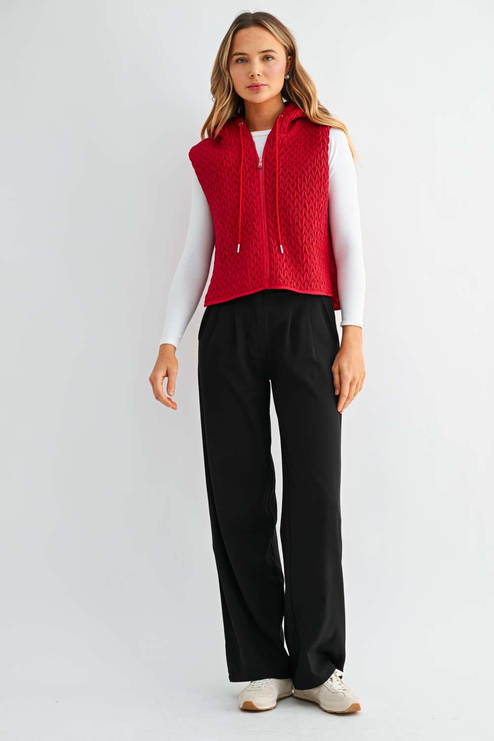 Jaylen Textured Hooded Zip Up Vest