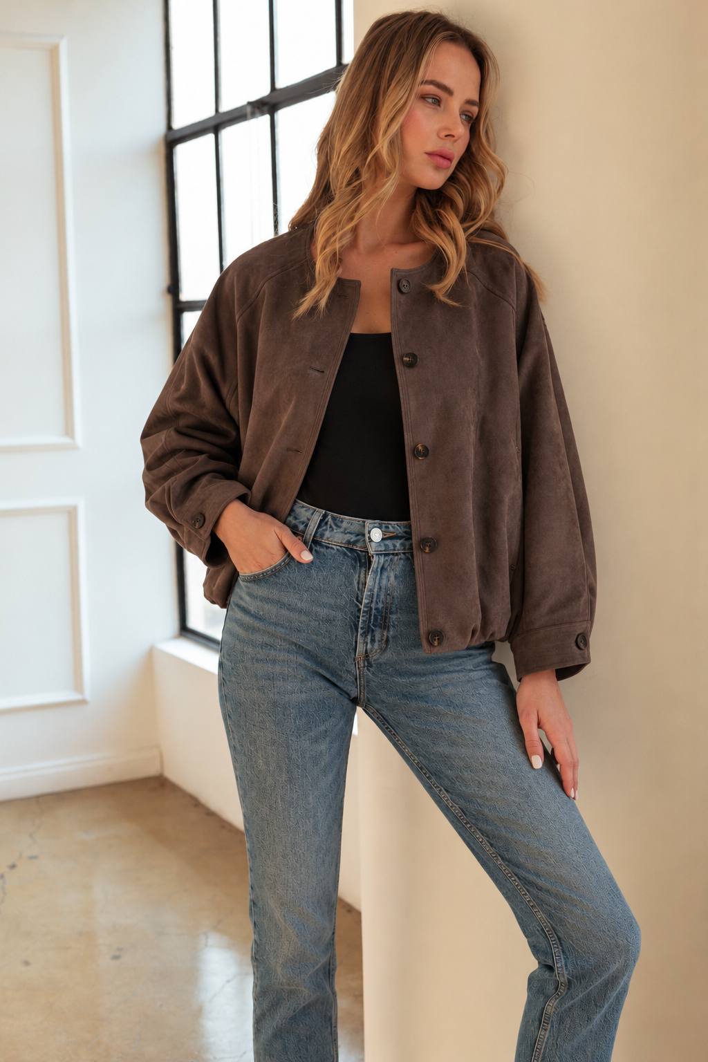 Adrian Stretch Suede Jacket