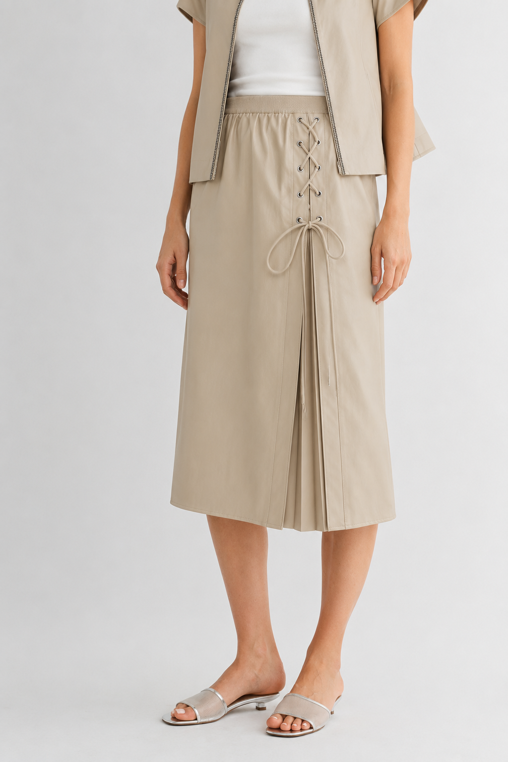Sebastian Leather Pleated Skirt