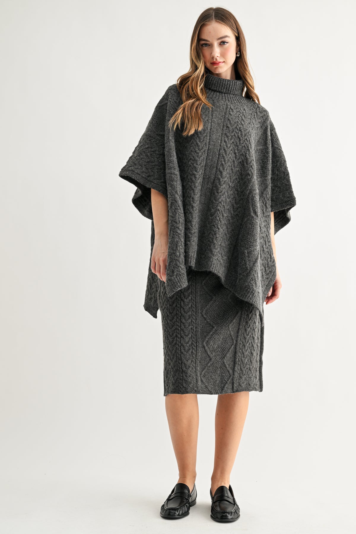 Samuel Cable Knit Sweater Poncho