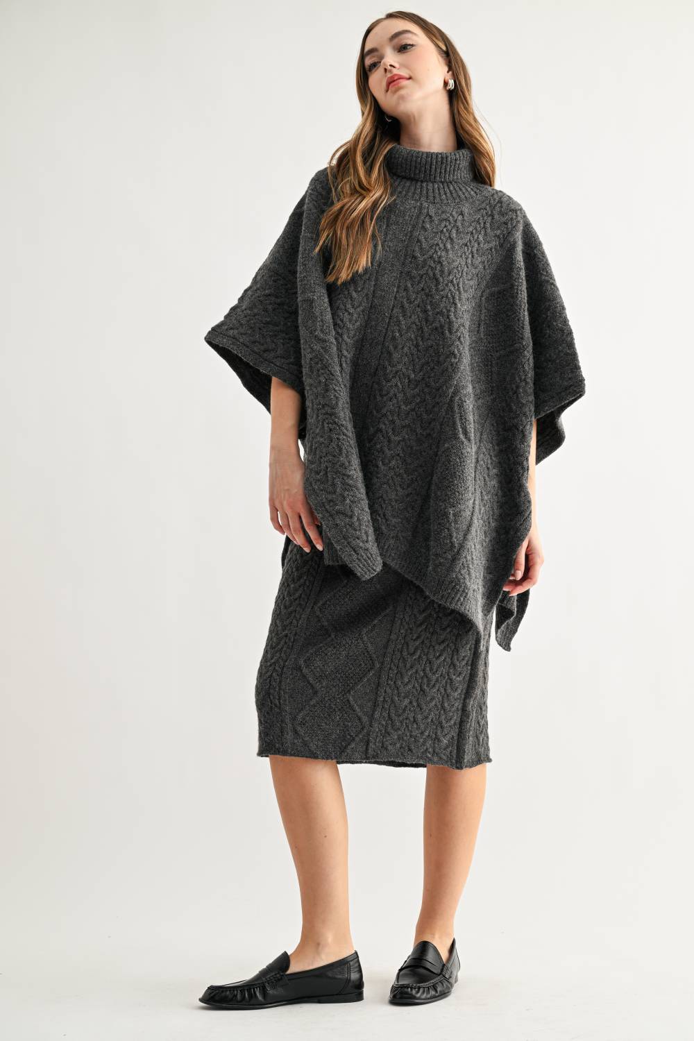 Samuel Cable Knit Sweater Poncho