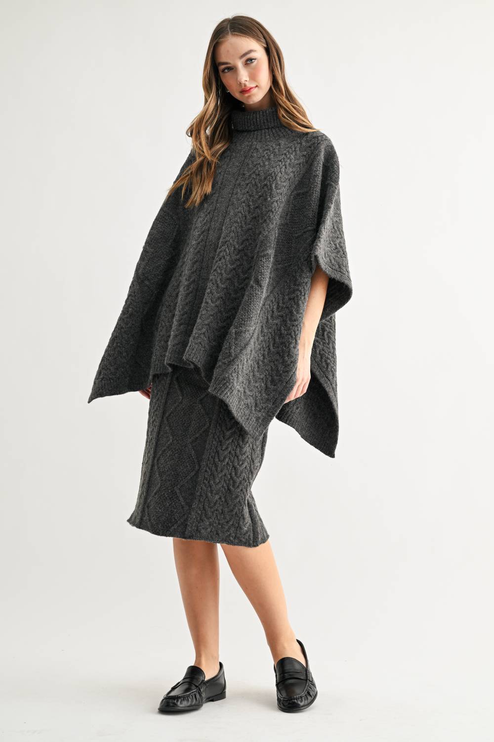 Samuel Cable Knit Sweater Poncho