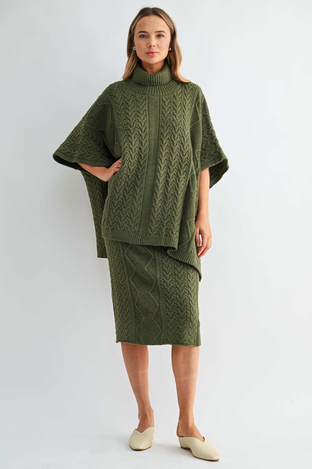 Samuel Cable Knit Sweater Poncho