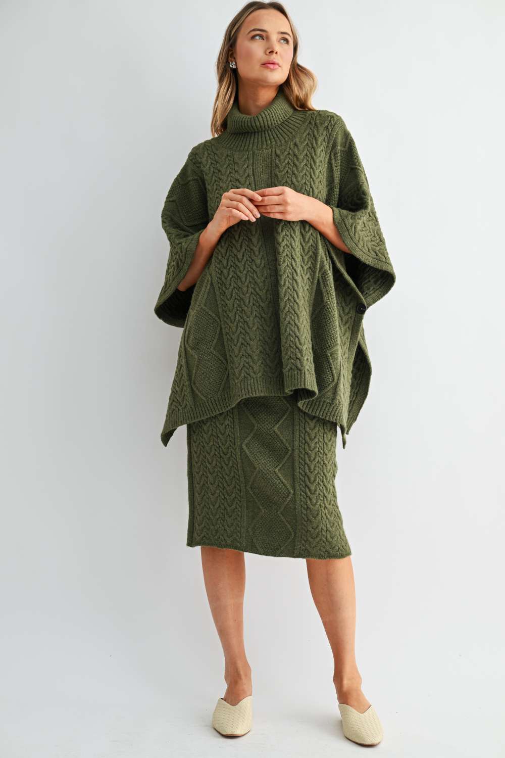 Samuel Cable Knit Sweater Poncho