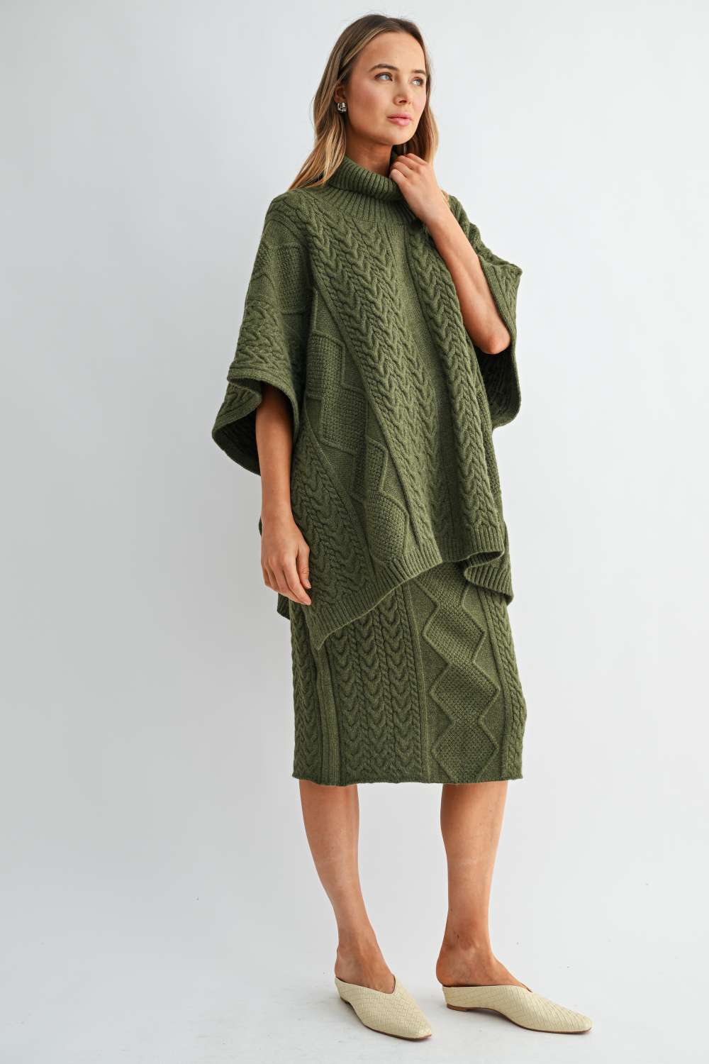 Samuel Cable Knit Sweater Poncho