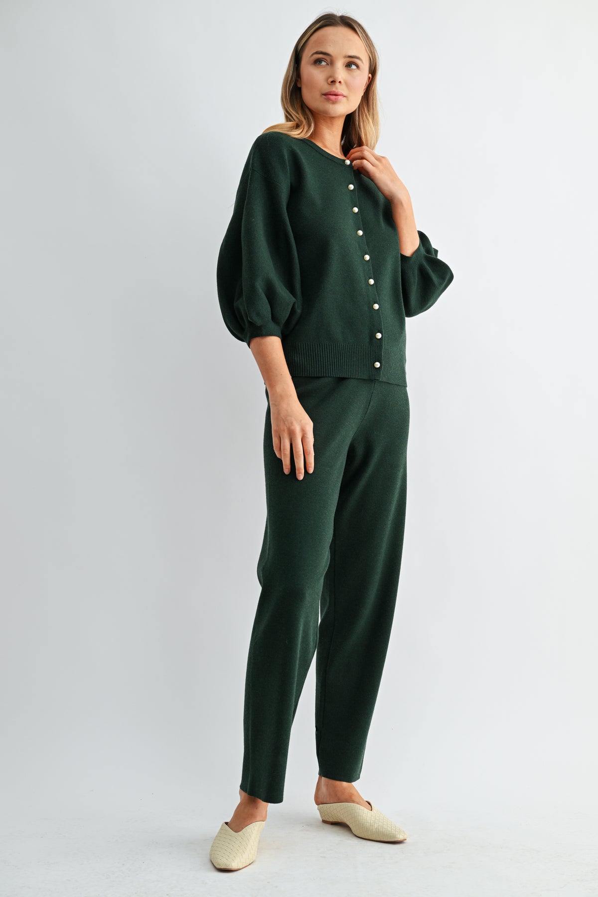 Sergio Knitted Sweater Cardigan with Pearls