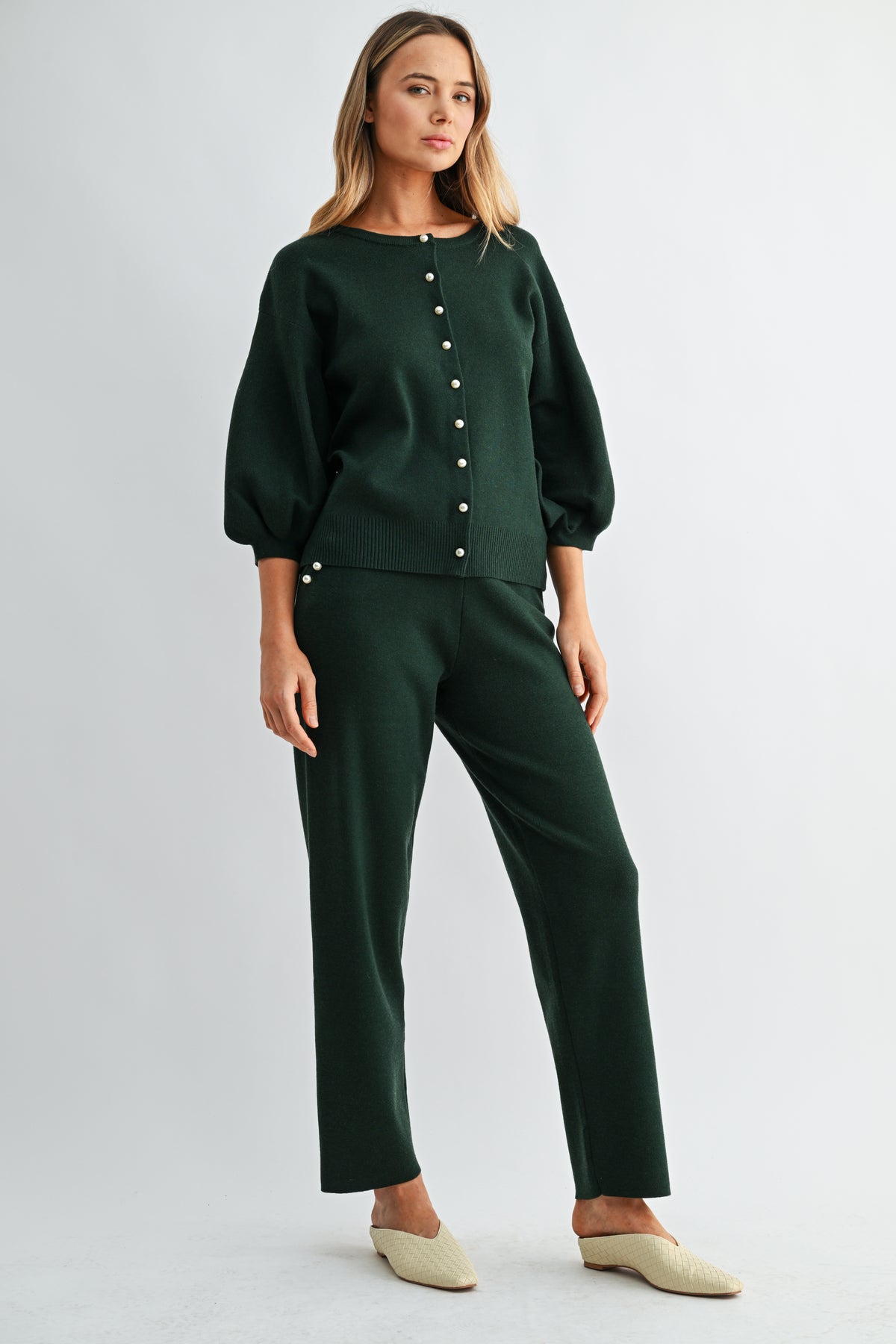 Sergio Knitted Sweater Cardigan with Pearls