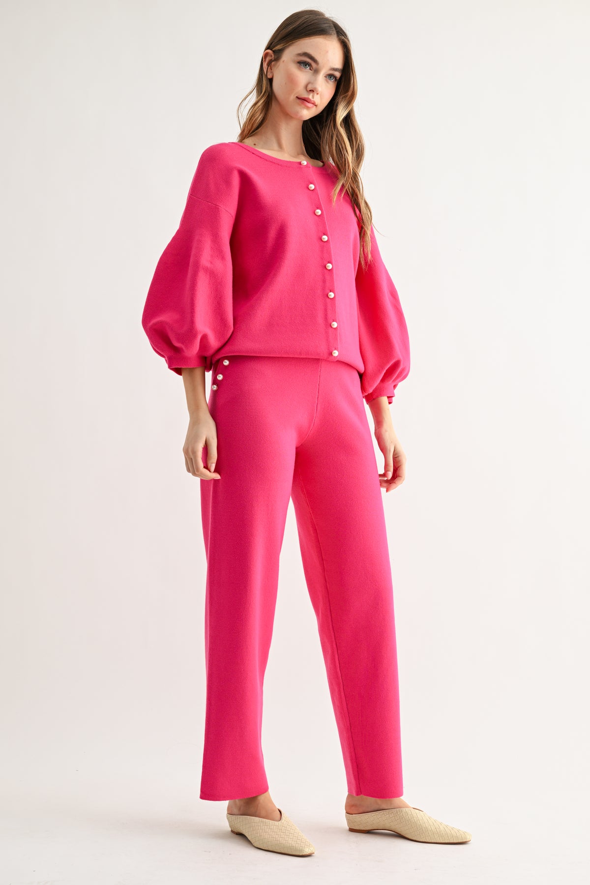 Sergio Knitted Sweater Cardigan with Pearls