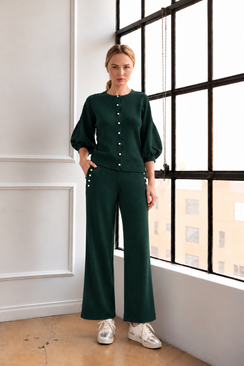 Sherwin Knitted Pant with Pearls