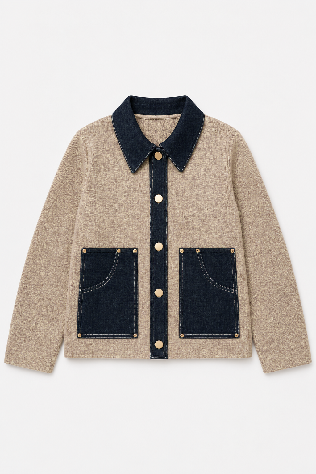 Sam Textured Knit Jacket with Denim