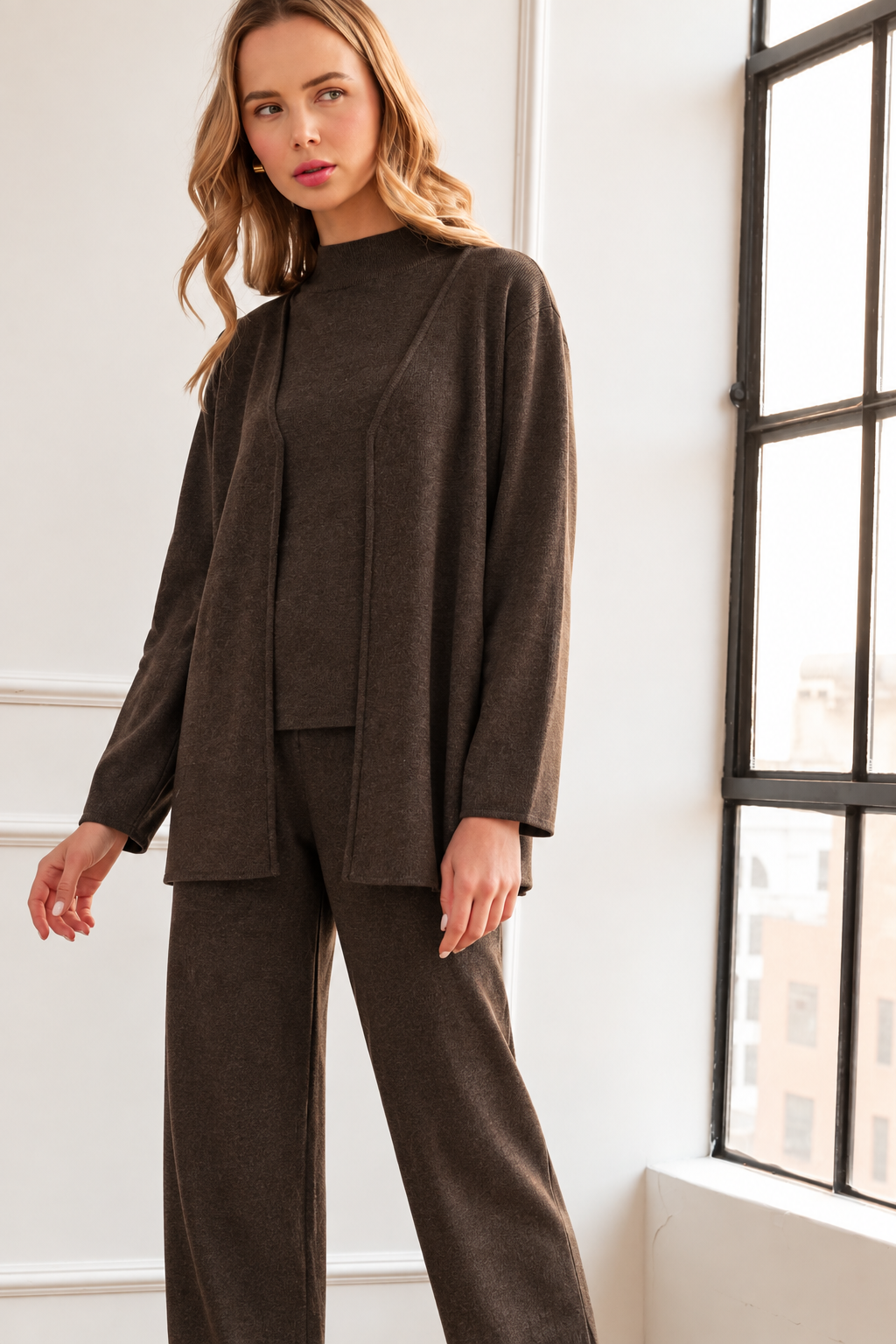 Sabina Oversized Open-Front Knit Cardigan