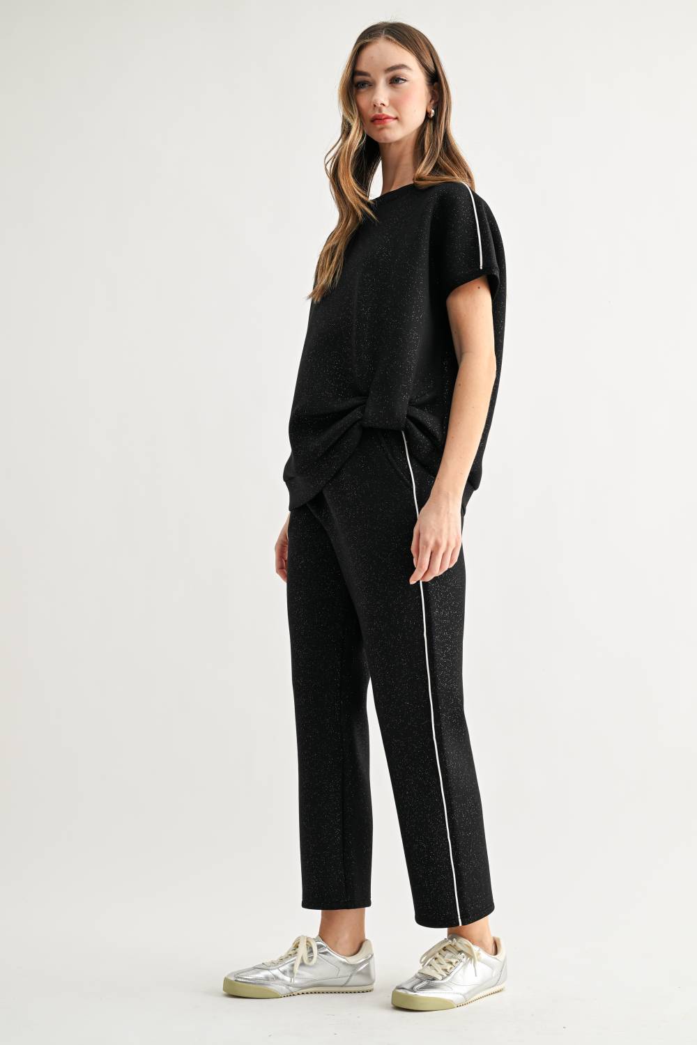 Fenne Stretch French Scuba Top with Glitter