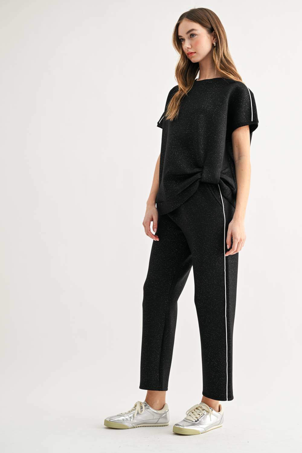 Faryn Stretch French Scuba Knit with Glitter