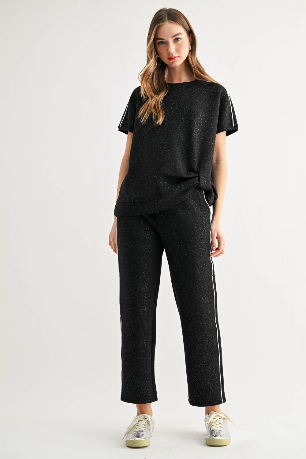 Faryn Stretch French Scuba Knit with Glitter