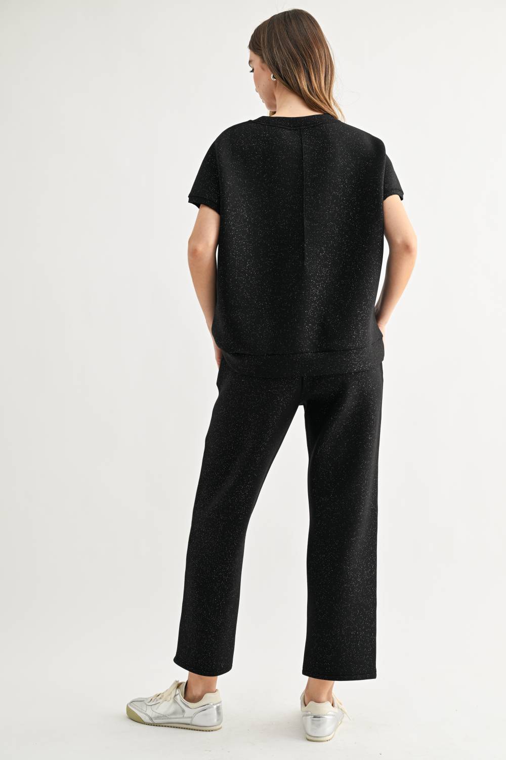 Fenne Stretch French Scuba Top with Glitter