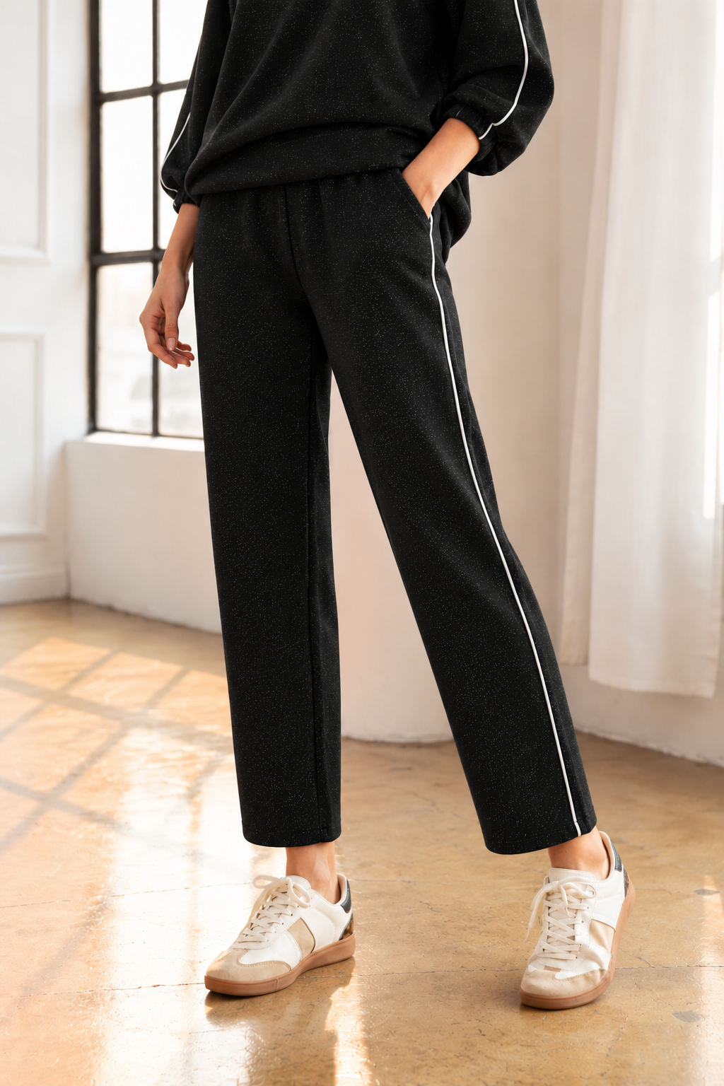 Faryn Stretch French Scuba Knit with Glitter