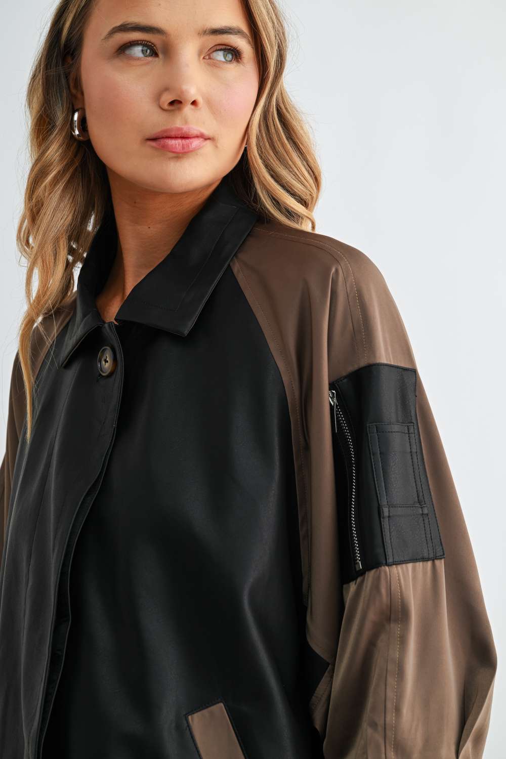 Jason Mix Media Leather Panel Jacket