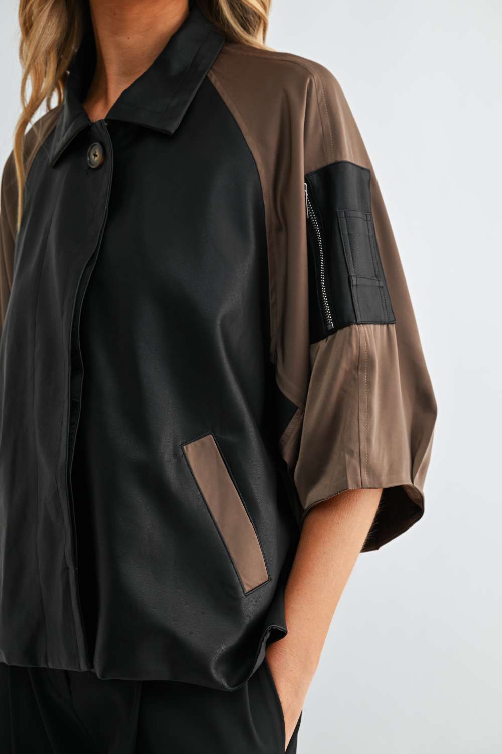 Jason Mix Media Leather Panel Jacket