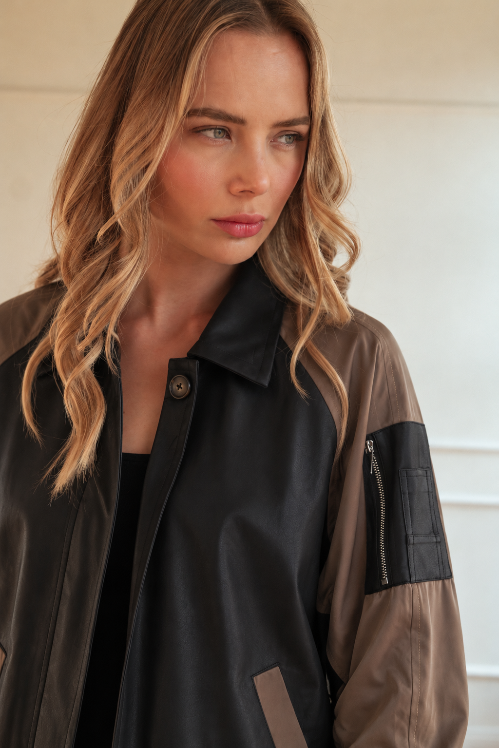 Jason Mix Media Leather Panel Jacket