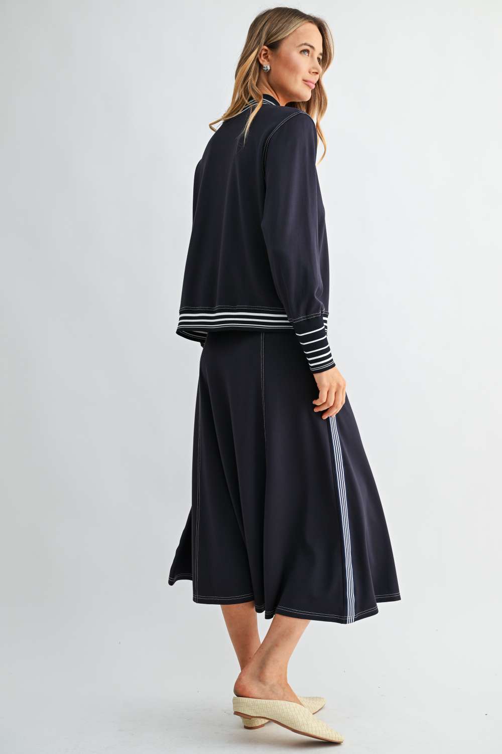 Kyle Stretch Knit Skirt with Contrast Stitching