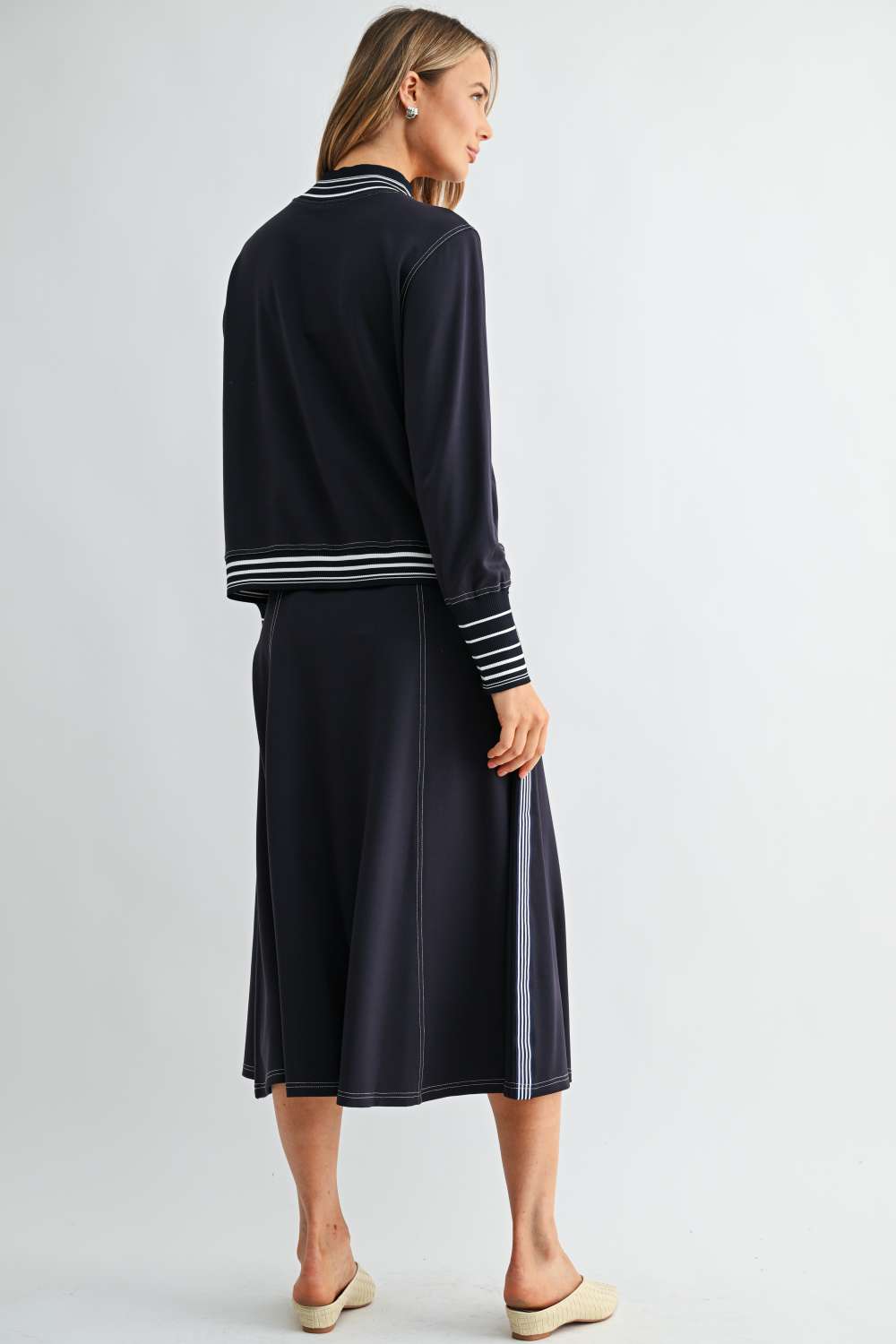 Kasia Stretch Knit Top with Contrast Stitching