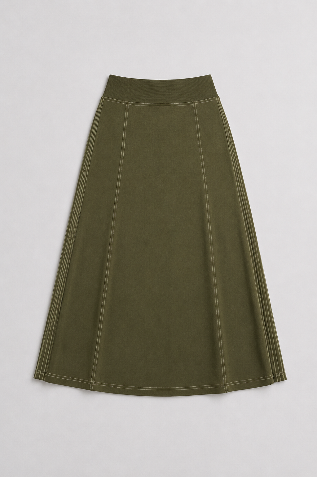 Kyle Stretch Knit Skirt with Contrast Stitching