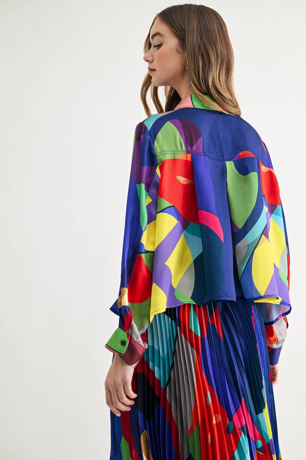 Celeste Printed Pleated Collared Top