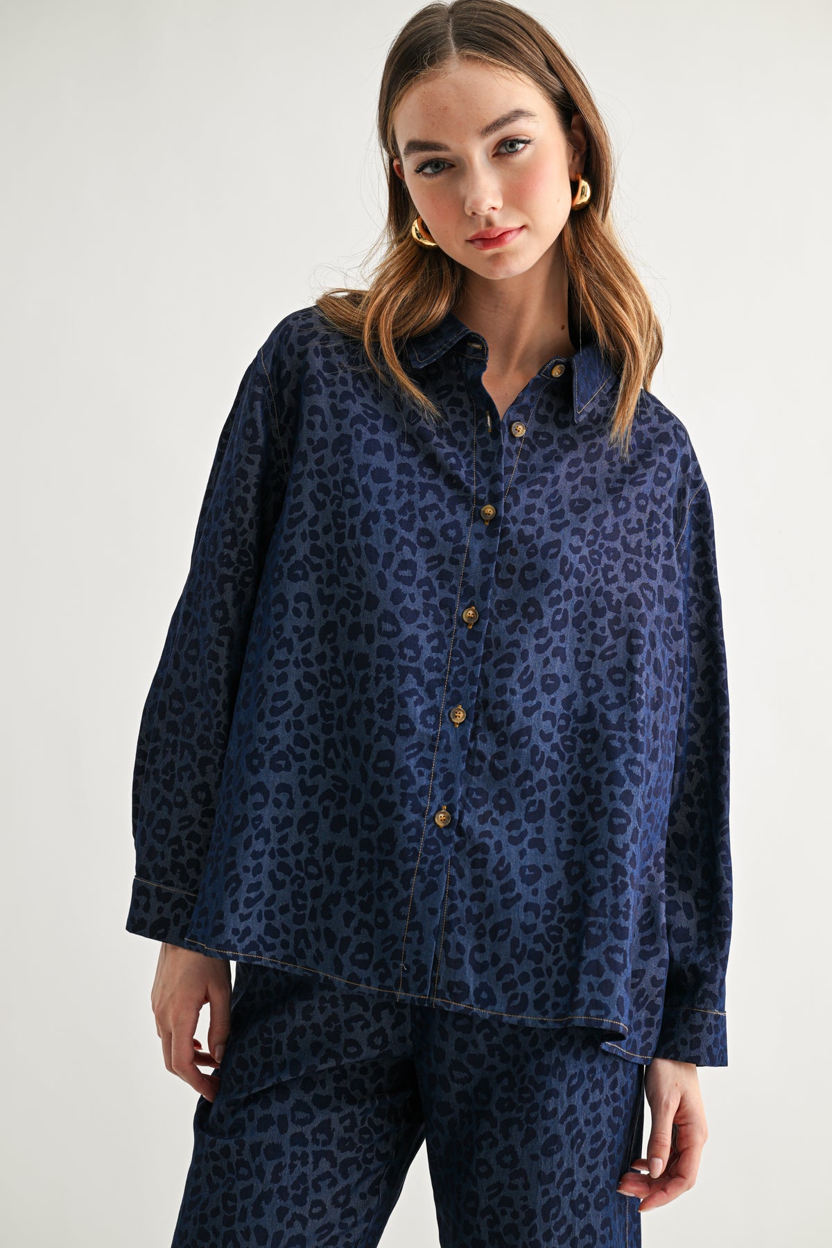 Corey Woven Animal Print Top