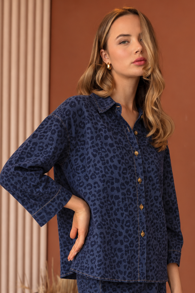 Corey Woven Animal Print Top